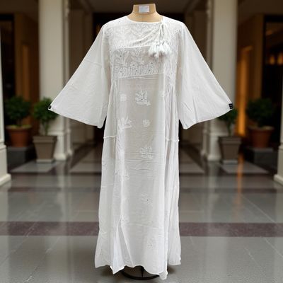 L/XL Cindrella embroidery Cotton Dress 57&quot; Long Jalabiya
