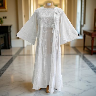 L/XL Cindrella embroidery Cotton Dress 57&quot; Long Jalabiya