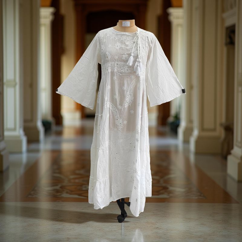 L/XL Cindrella embroidery Cotton Dress 57&quot; Long Jalabiya