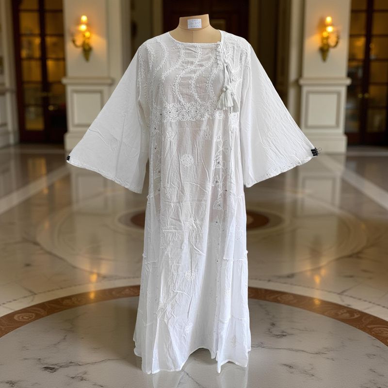 2XL/3XL Cindrella Embroidery Cotton Dress 57&quot; Long Jalabiya