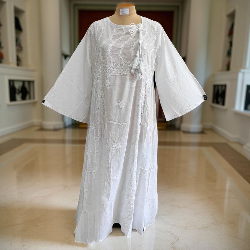 2XL/3XL Cindrella Embroidery Cotton Dress 57&quot; Long Jalabiya