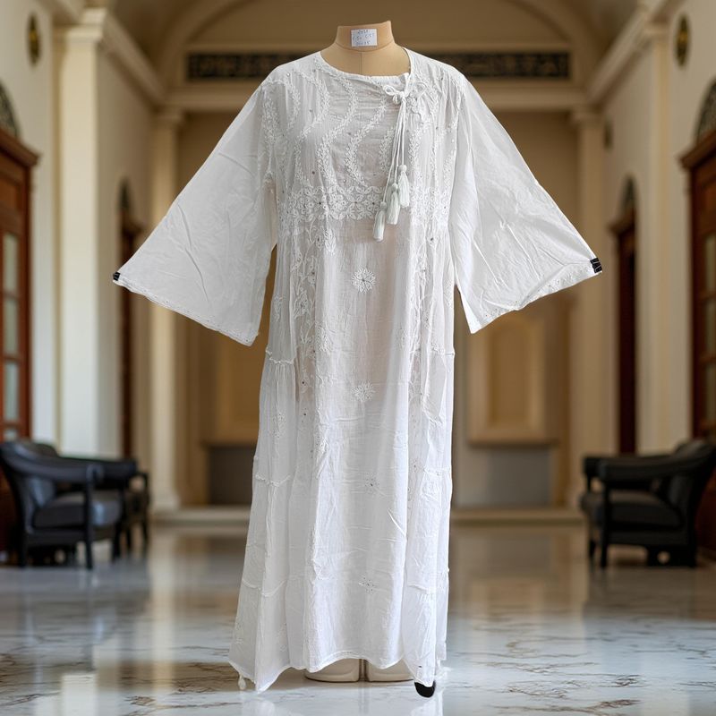 2XL/3XL Cindrella Embroidery Cotton Dress 57&quot; Long Jalabiya