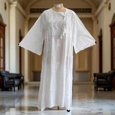 2XL/3XL Cindrella Embroidery Cotton Dress 57&quot; Long Jalabiya