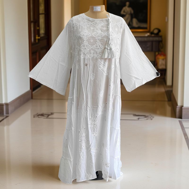 2XL/3XL Cindrella Embroidery Cotton Dress 57&quot; Long Jalabiya