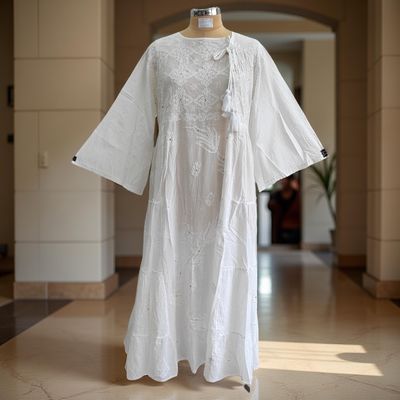 2XL/3XL Cindrella Embroidery Cotton Dress 57&quot; Long Jalabiya