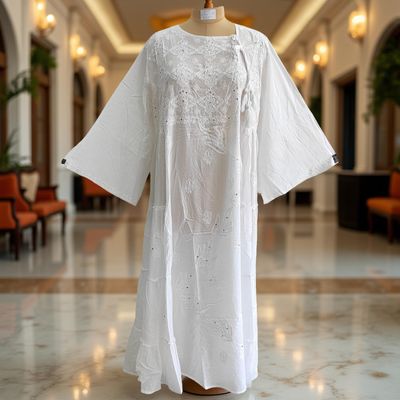 2XL/3XL Cindrella Embroidery Cotton Dress 57&quot; Long Jalabiya