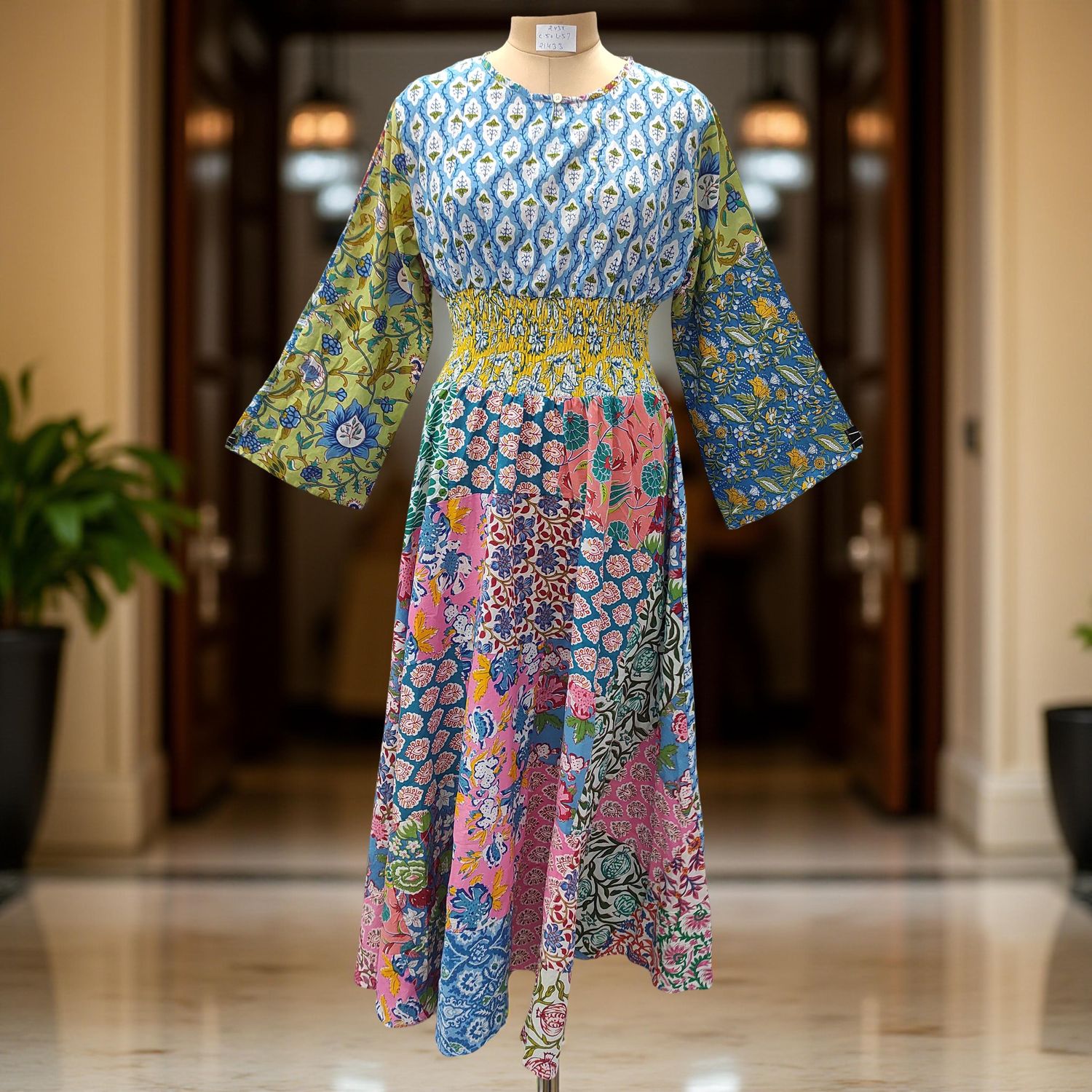 2XL/3XL Musira Printed Cotton Dress 57&quot; Long Jalabiya