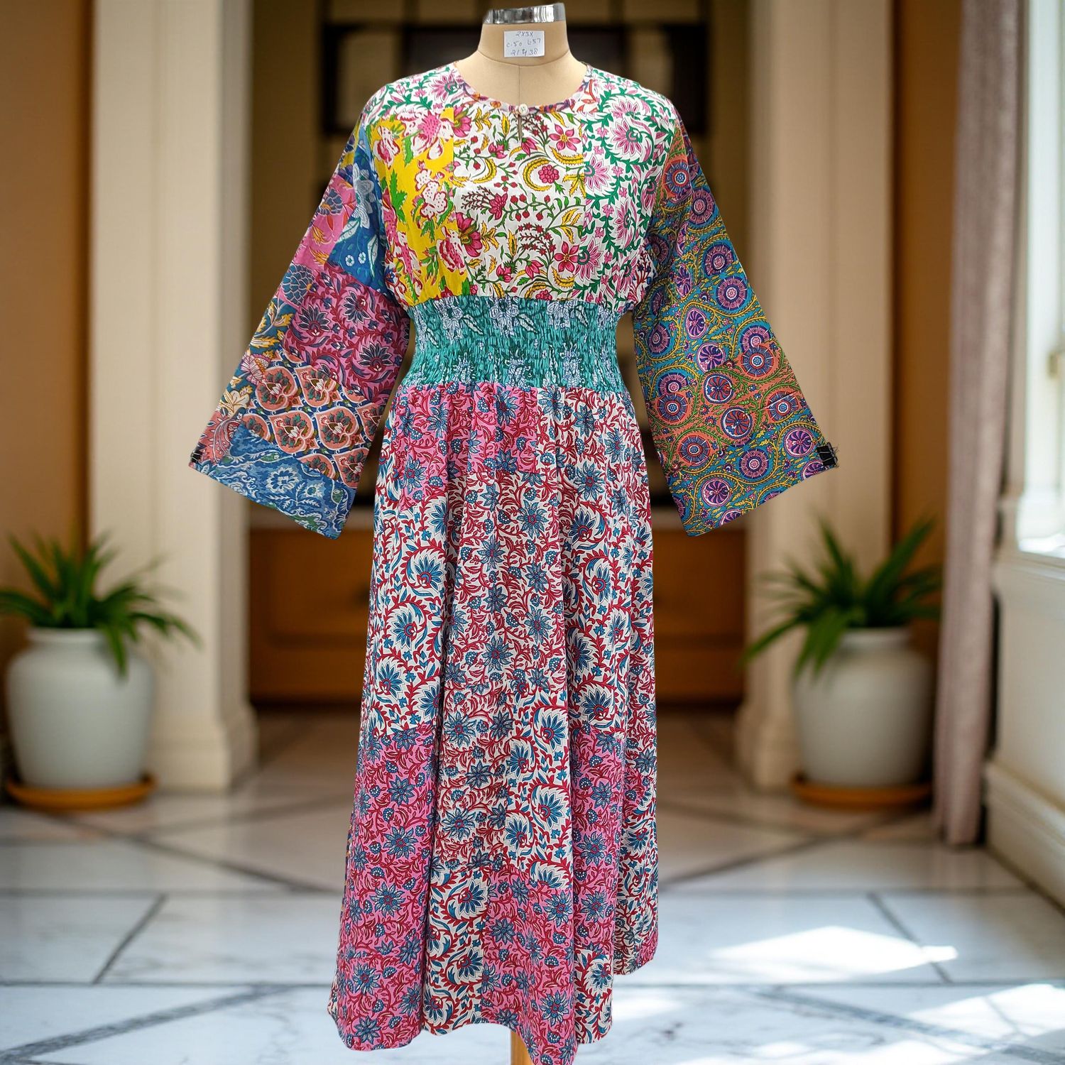 2XL/3XL Musira Printed Cotton Dress 57&quot; Long Jalabiya