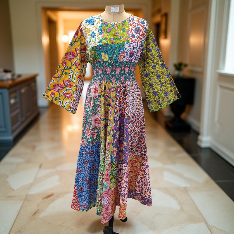 2XL/3XL Musira Printed Cotton Dress 57&quot; Long Jalabiya