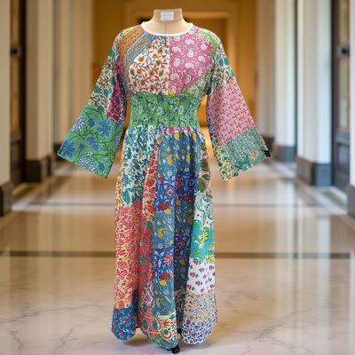 2XL/3XL Musira Printed Cotton Dress 57&quot; Long Jalabiya