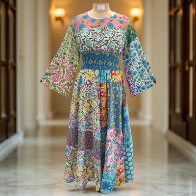 2XL/3XL Musira Printed Cotton Dress 57&quot; Long Jalabiya