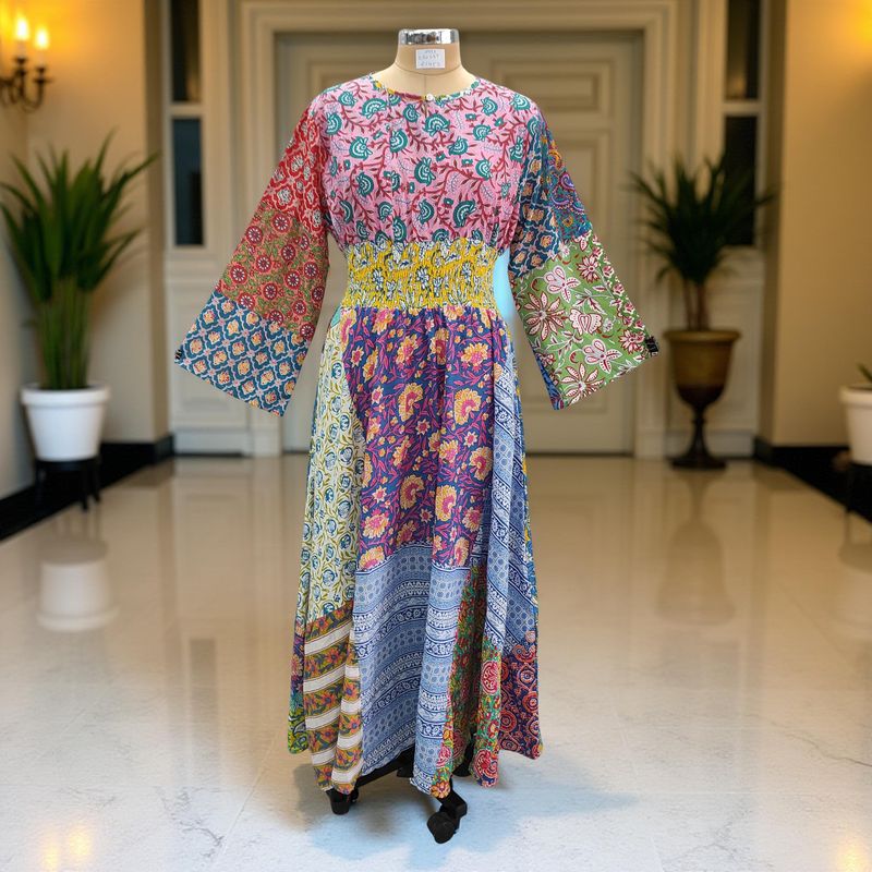 2XL/3XL Musira Printed Cotton Dress 57&quot; Long Jalabiya