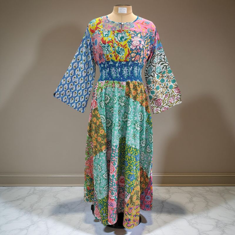 2XL/3XL Musira Printed Cotton Dress 57&quot; Long Jalabiya