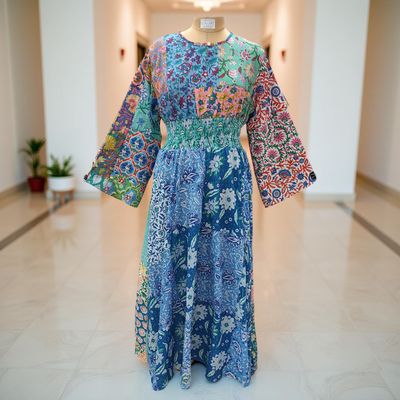 2XL/3XL Musira Printed Cotton Dress 57&quot; Long Jalabiya