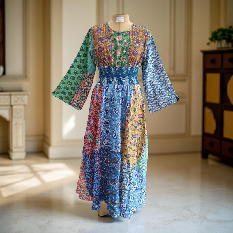 2XL/3XL Musira Printed Cotton Dress 57&quot; Long Jalabiya