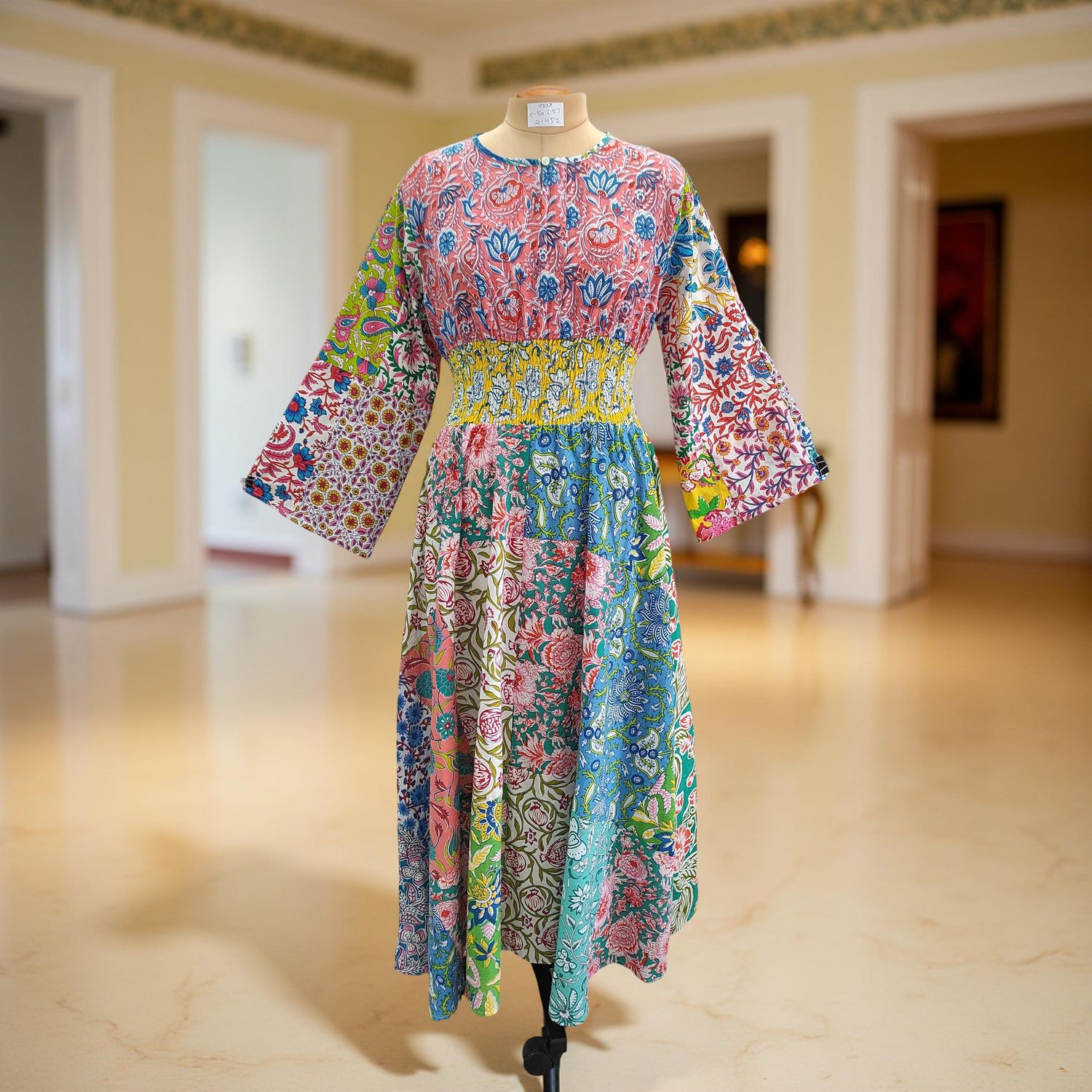 2XL/3XL Musira Printed Cotton Dress 57&quot; Long Jalabiya