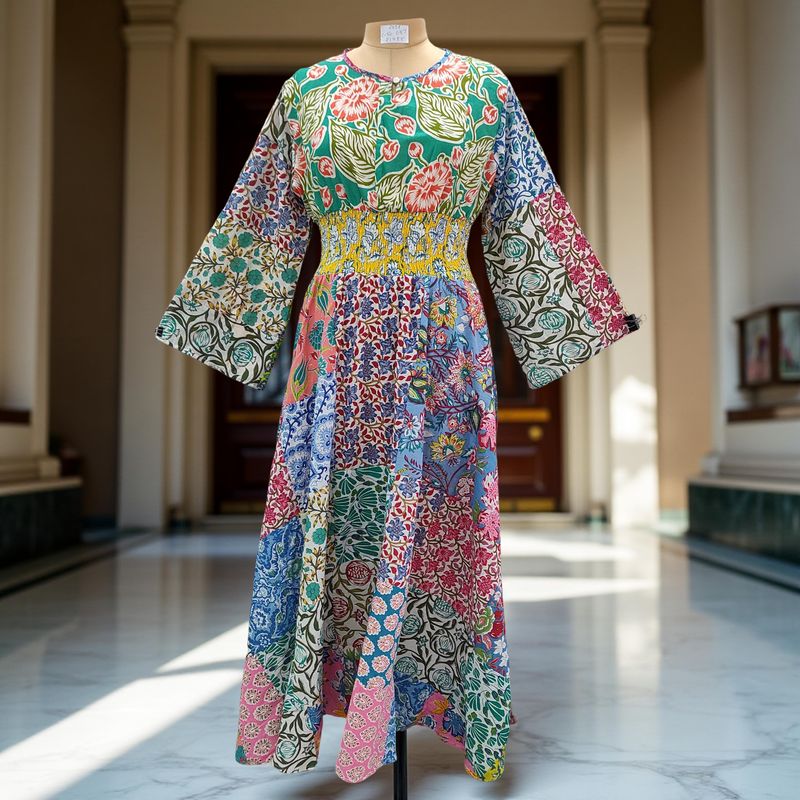 2XL/3XL Musira Printed Cotton Dress 57&quot; Long Jalabiya