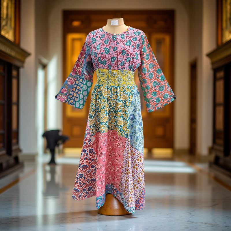 2XL/3XL Musira Printed Cotton Dress 57&quot; Long Jalabiya