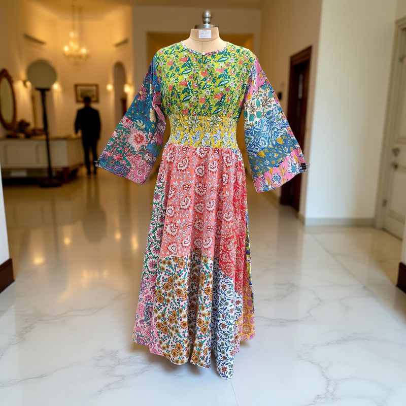 2XL/3XL Musira Printed Cotton Dress 57&quot; Long Jalabiya