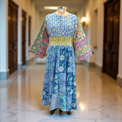 2XL/3XL Musira Printed Cotton Dress 57&quot; Long Jalabiya