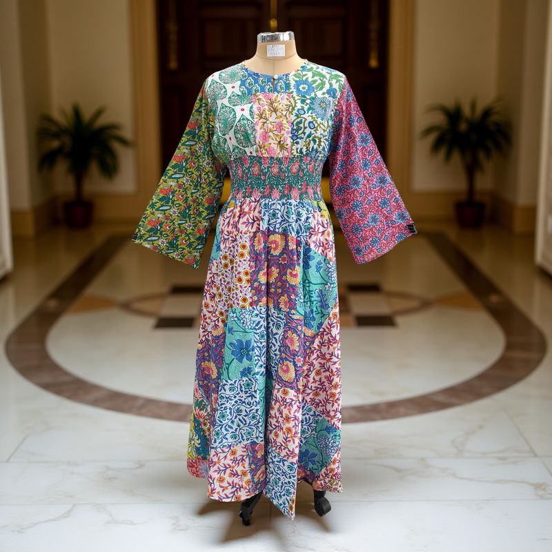 2XL/3XL Musira Printed Cotton Dress 57&quot; Long Jalabiya