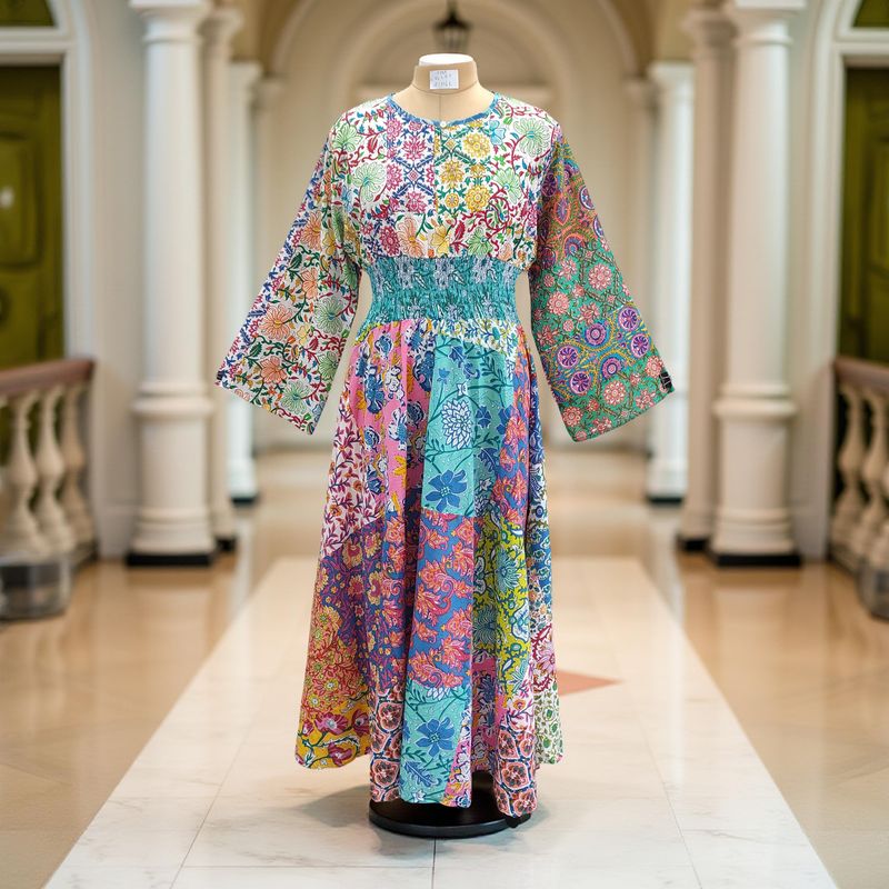 2XL/3XL Musira Printed Cotton Dress 57&quot; Long Jalabiya