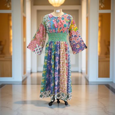 2XL/3XL Musira Printed Cotton Dress 57&quot; Long Jalabiya