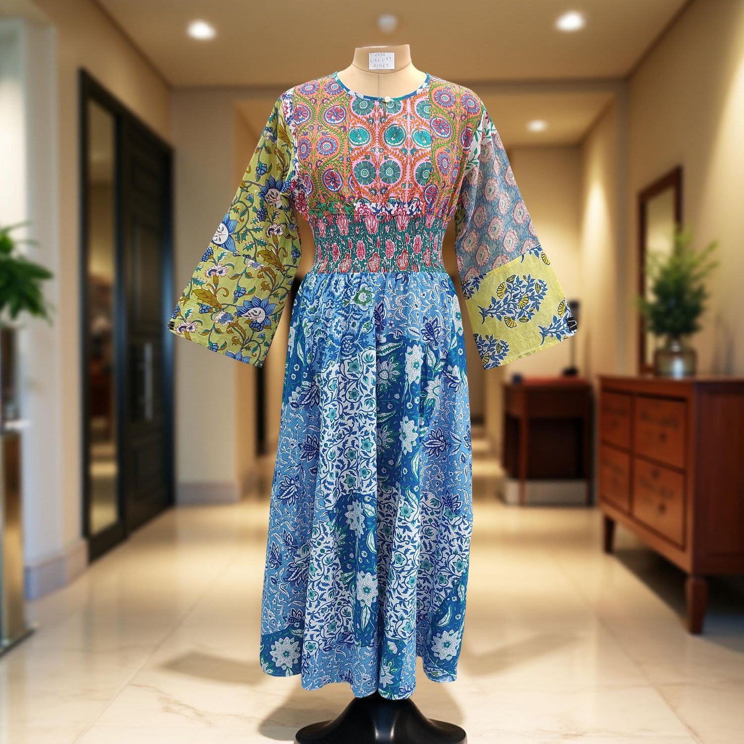 2XL/3XL Musira Printed Cotton Dress 57&quot; Long Jalabiya
