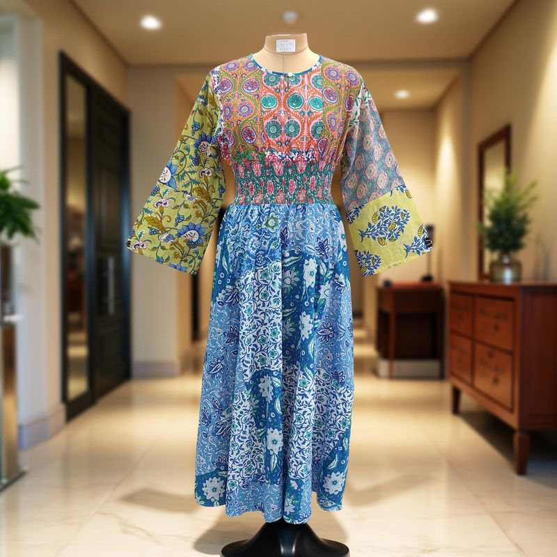 2XL/3XL Musira Printed Cotton Dress 57&quot; Long Jalabiya