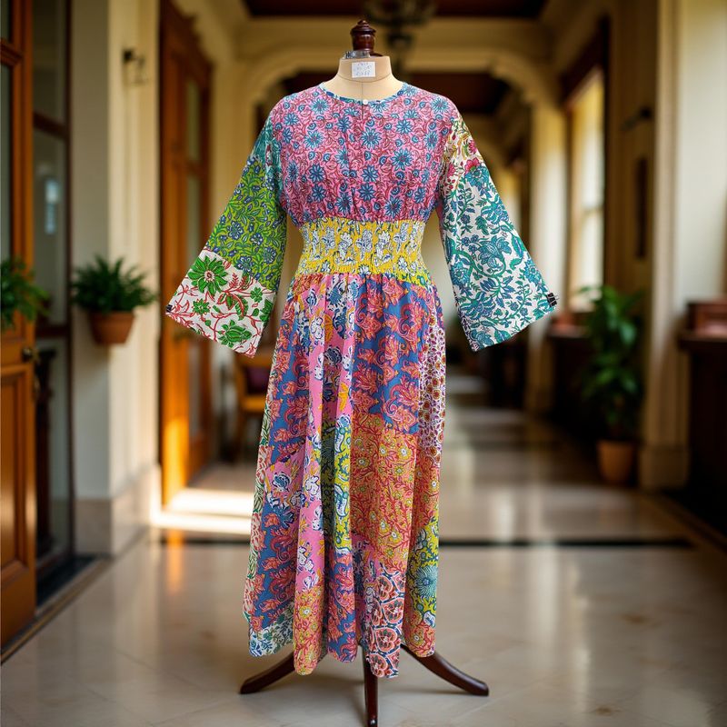 2XL/3XL Musira Printed Cotton Dress 57&quot; Long Jalabiya