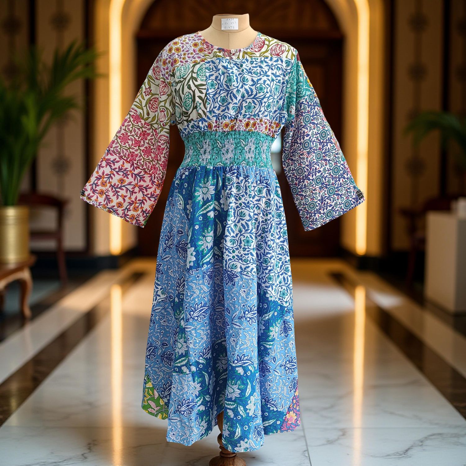 2XL/3XL Musira Printed Cotton Dress 57&quot; Long Jalabiya