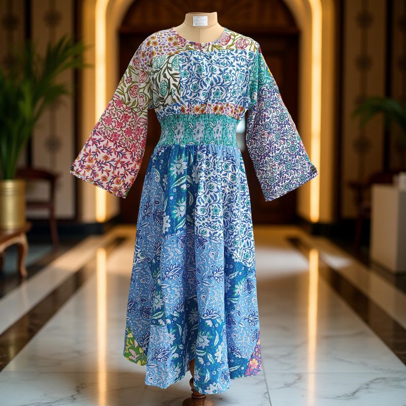 2XL/3XL Musira Printed Cotton Dress 57&quot; Long Jalabiya