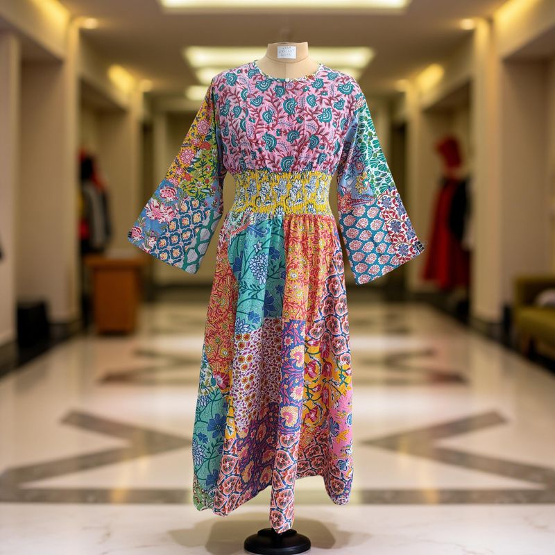2XL/3XL Musira Printed Cotton Dress 57&quot; Long Jalabiya
