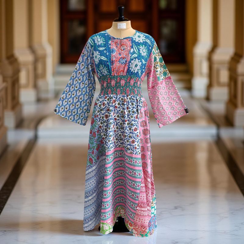 2XL/3XL Musira Printed Cotton Dress 57&quot; Long Jalabiya