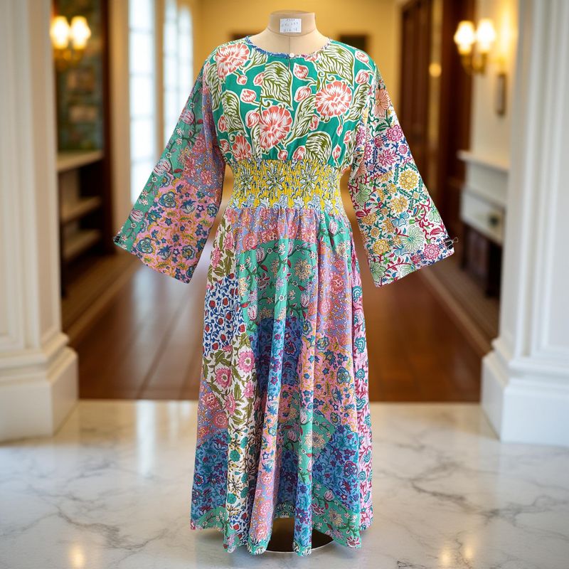 2XL/3XL Musira Printed Cotton Dress 57&quot; Long Jalabiya