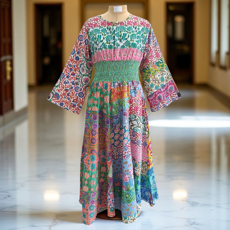 2XL/3XL Musira Printed Cotton Dress 57&quot; Long Jalabiya