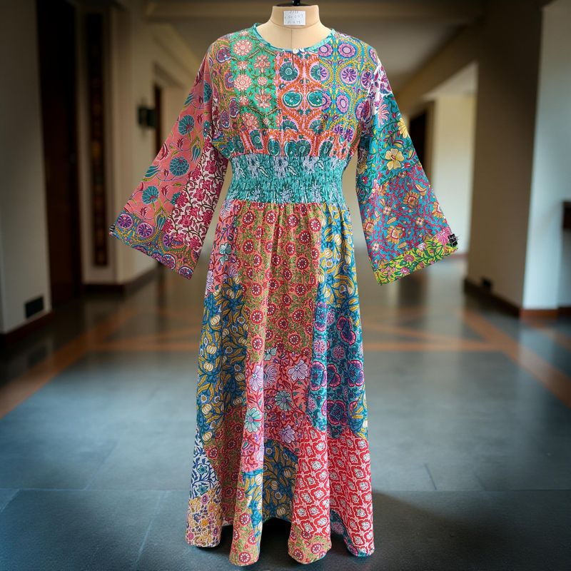 2XL/3XL Musira Printed Cotton Dress 57&quot; Long Jalabiya