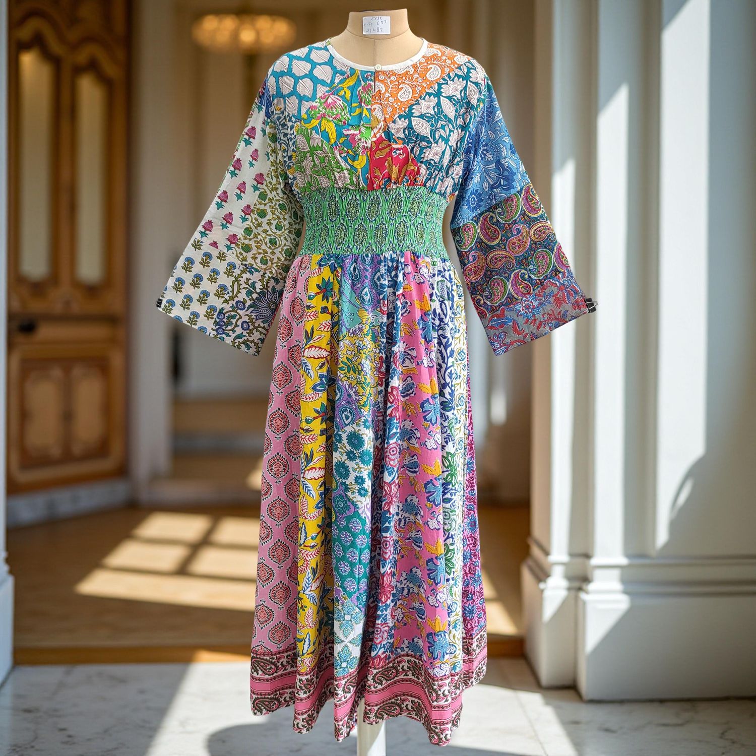 2XL/3XL Musira Printed Cotton Dress 57&quot; Long Jalabiya