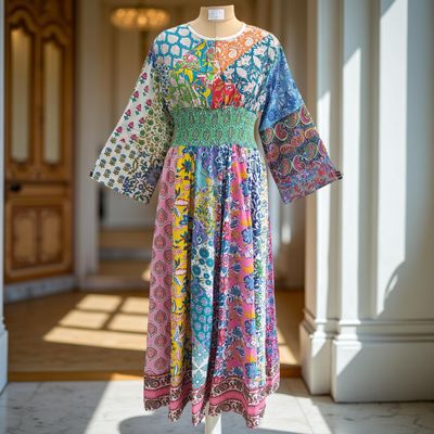 2XL/3XL Musira Printed Cotton Dress 57&quot; Long Jalabiya