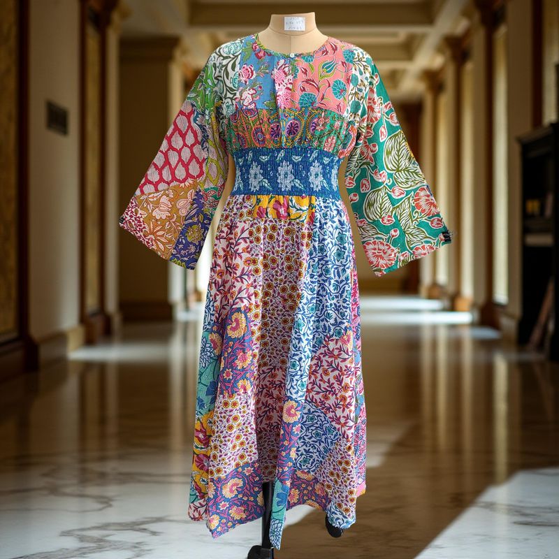 2XL/3XL Musira Printed Cotton Dress 57&quot; Long Jalabiya