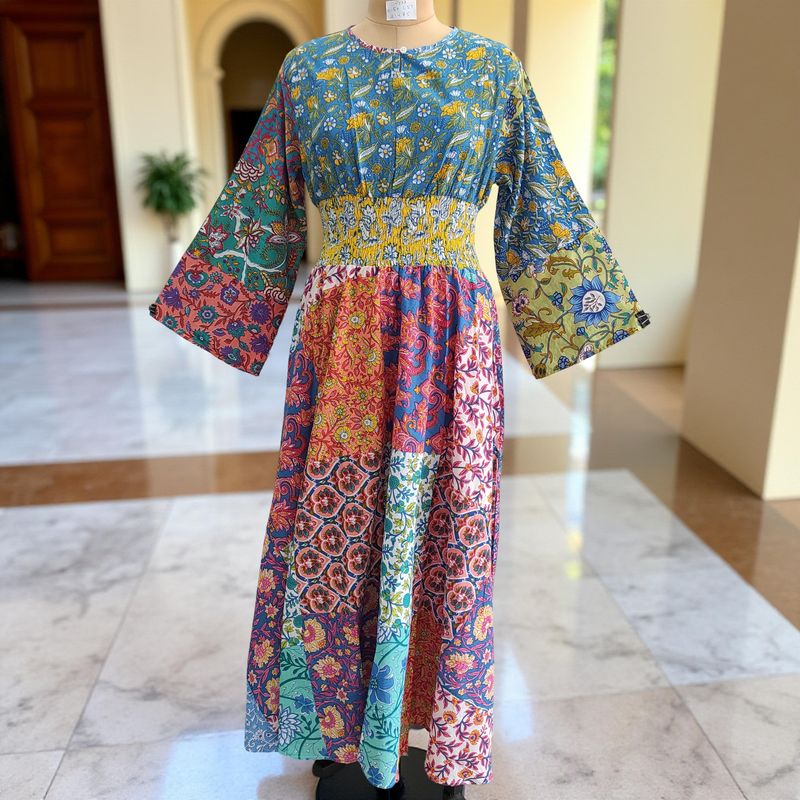 2XL/3XL Musira Printed Cotton Dress 57&quot; Long Jalabiya