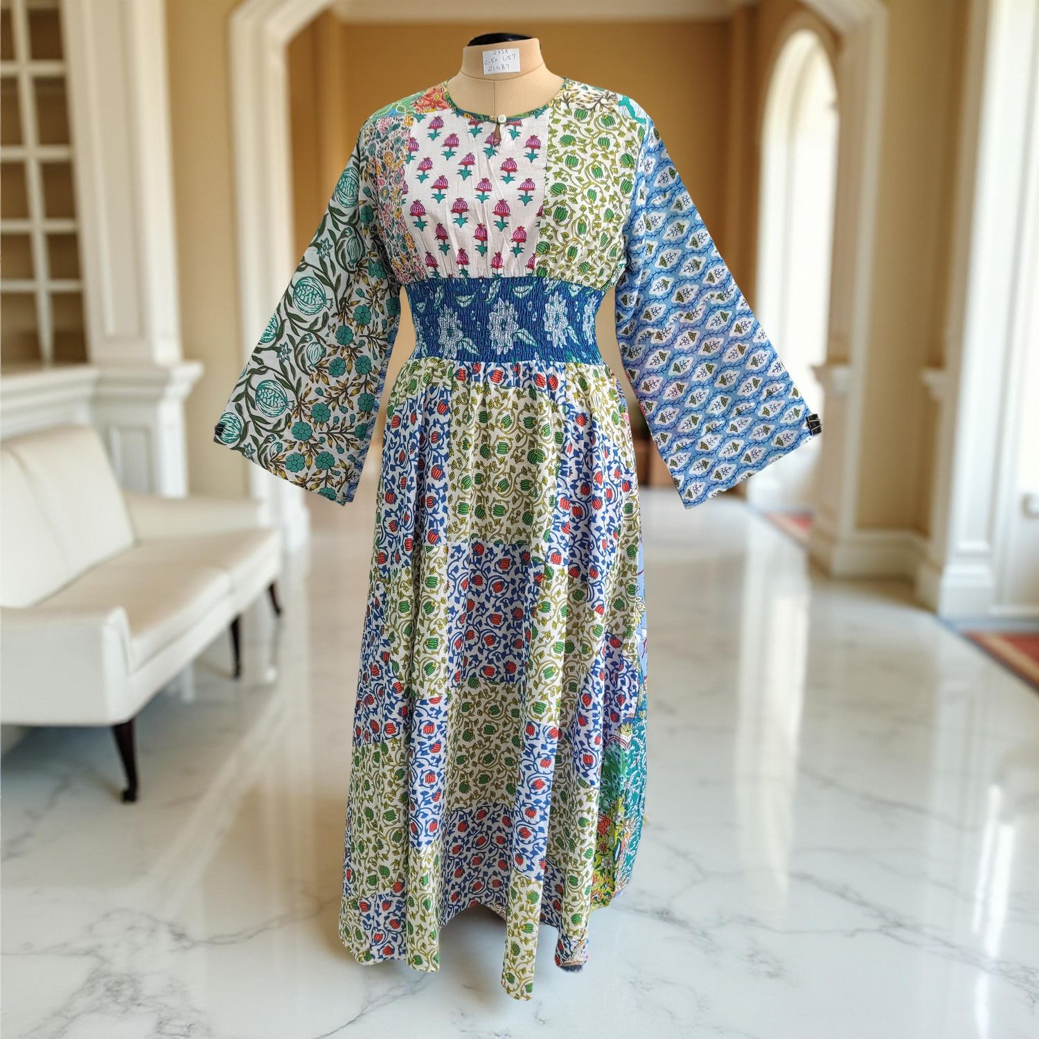 2XL/3XL Musira Printed Cotton Dress 57&quot; Long Jalabiya
