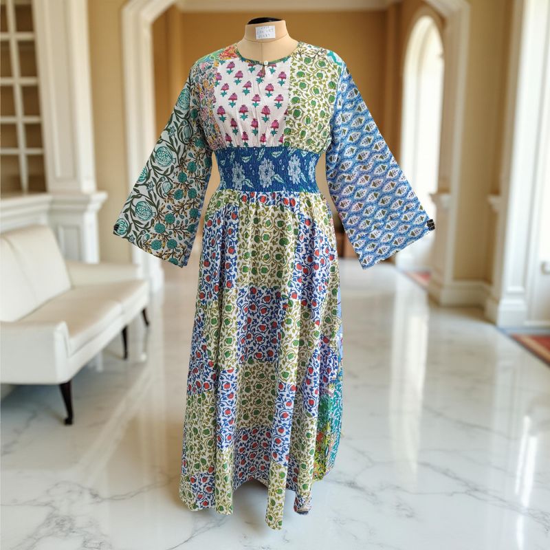 2XL/3XL Musira Printed Cotton Dress 57&quot; Long Jalabiya