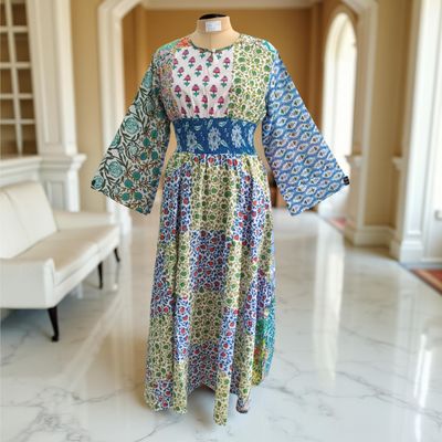 2XL/3XL Musira Printed Cotton Dress 57&quot; Long Jalabiya