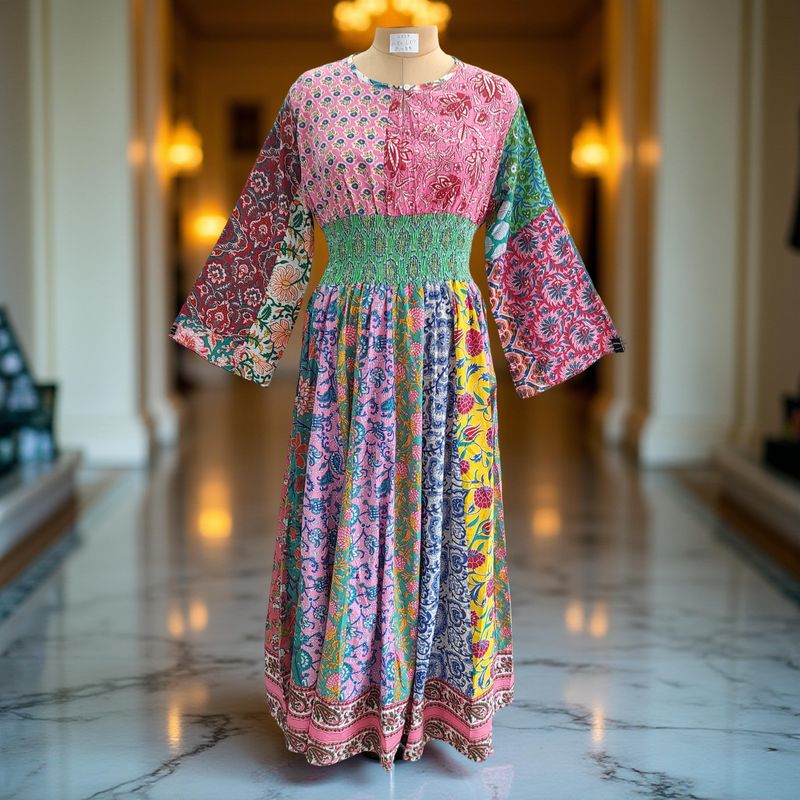 2XL/3XL Musira Printed Cotton Dress 57&quot; Long Jalabiya