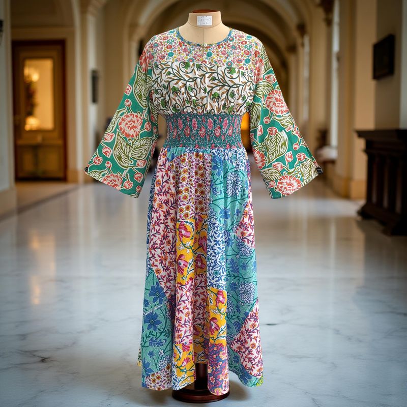 2XL/3XL Musira Printed Cotton Dress 57&quot; Long Jalabiya