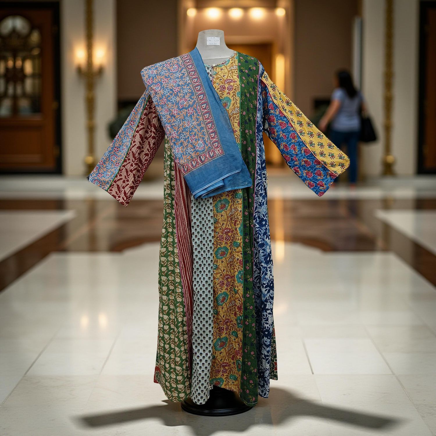 S/M Malaysia Printed Cotton Dress 57&quot; Long Jalabiya With Sheila