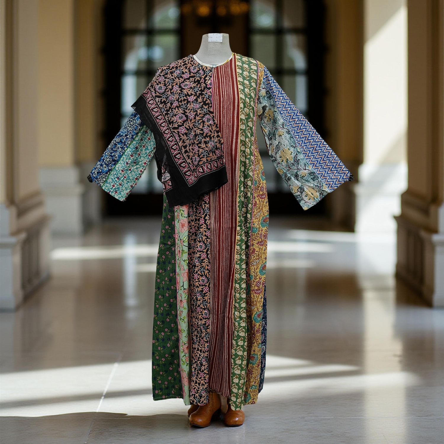 S/M Malaysia Printed Cotton Dress 57&quot; Long Jalabiya With Sheila