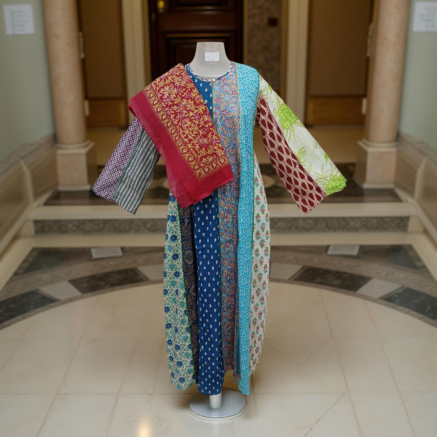 S/M Malaysia Printed Cotton Dress 57&quot; Long Jalabiya With Sheila