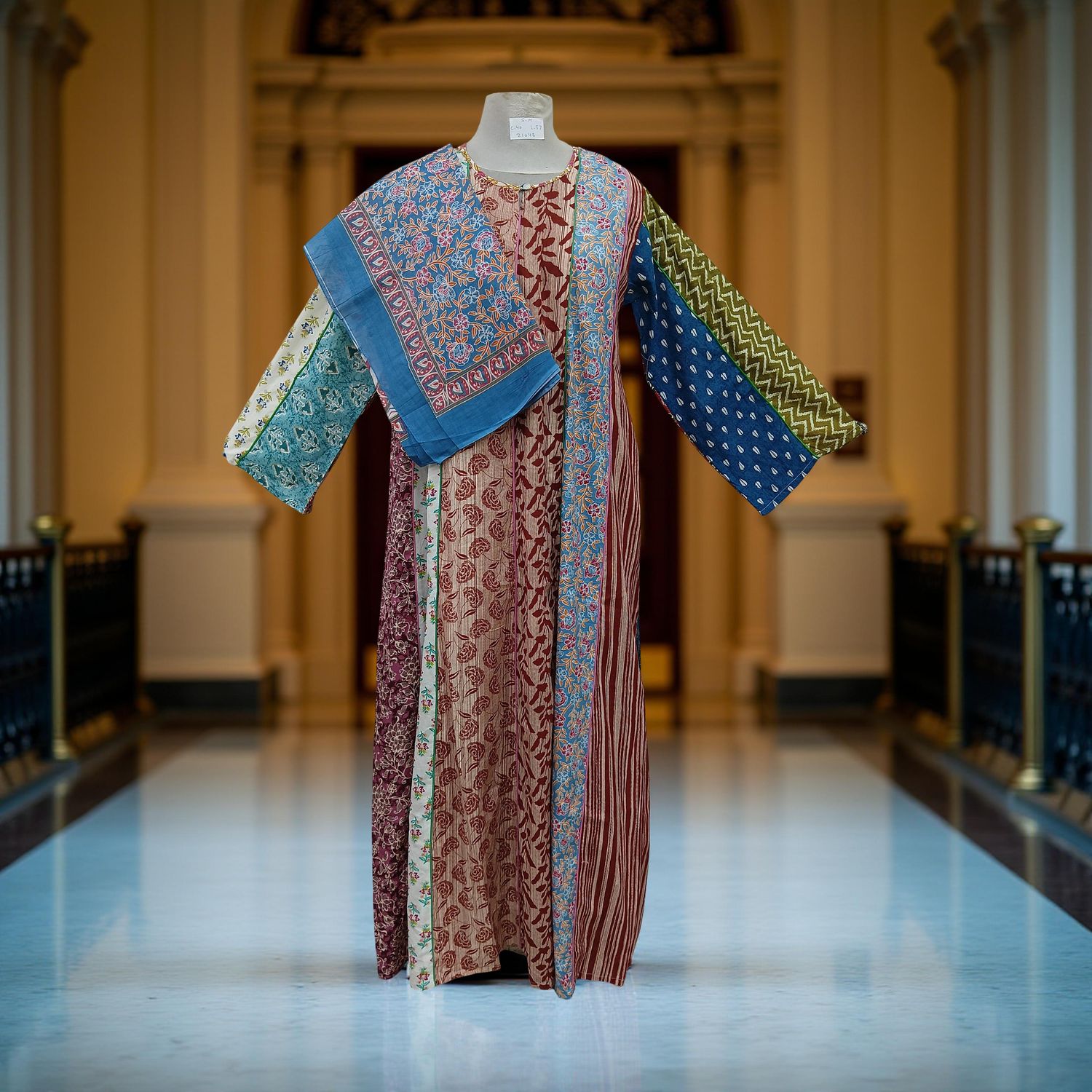 S/M Malaysia Printed Cotton Dress 57&quot; Long Jalabiya With Sheila